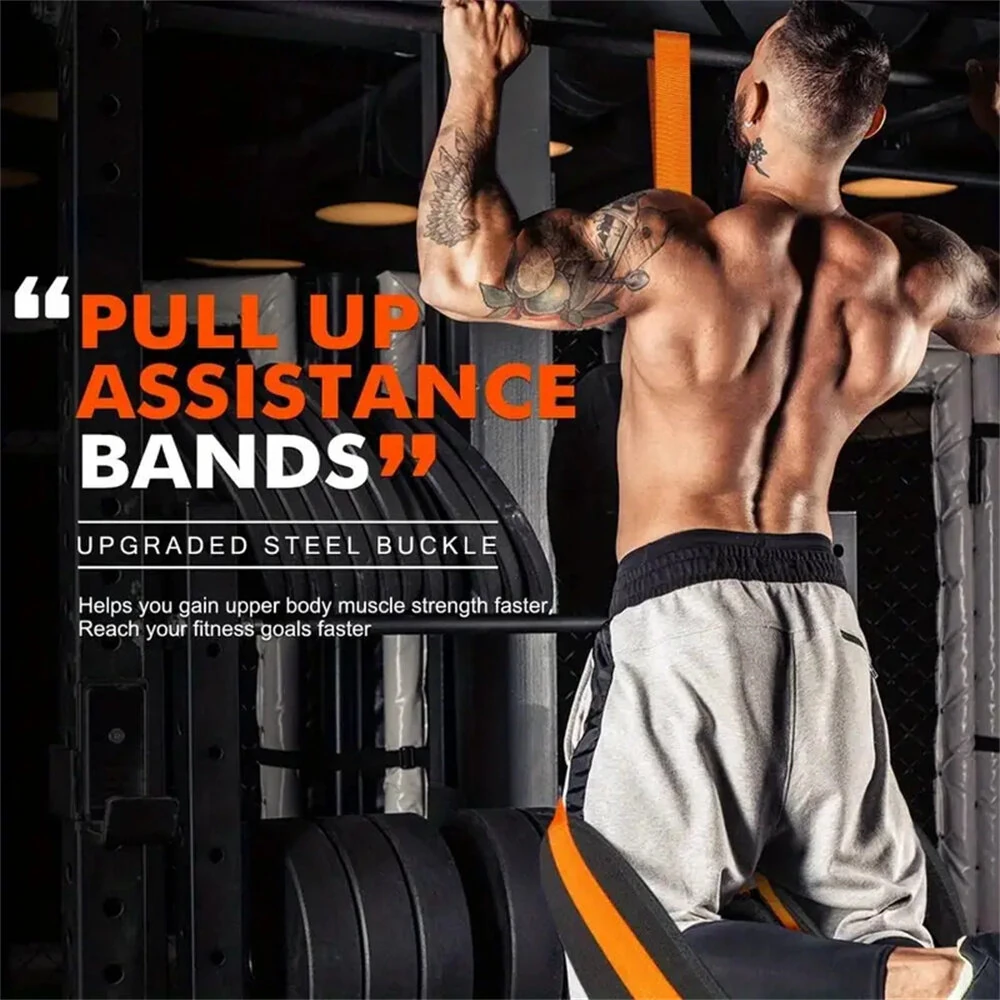 (image for) 225lbs Resistance Band Adjustable Weight Size Pull Up Assistance Bands with Fabric Foot Knee Rests for Pull-Up Assistance