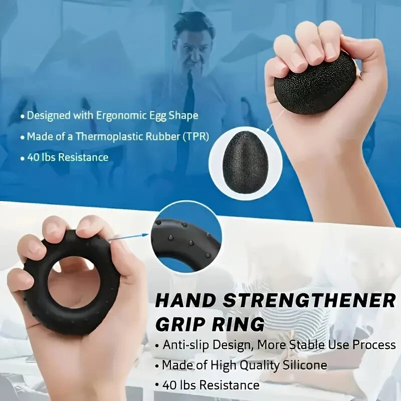 (image for) KALOAD 1Set 5-60kg Adjustable Hand Gripper Strengthener Wrist Exerciser Forearm Ring Grips Finger Stretcher Workout Fitness Massage