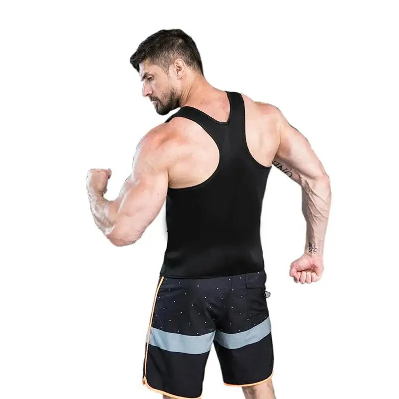 (image for) Men's Sweat Sauna Suit Shaper Stretch Breathable Sweat Absorbing Zip Up Sportswear Fitness Vest for Losing Weight Fitness