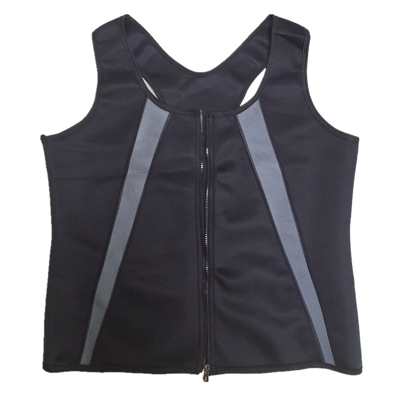 (image for) Men's Sweat Sauna Suit Shaper Stretch Breathable Sweat Absorbing Zip Up Sportswear Fitness Vest for Losing Weight Fitness