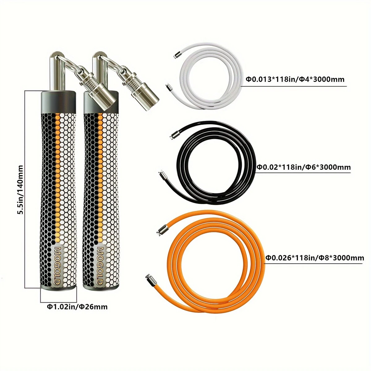 (image for) Mogold Weighted Jump Ropes Adjustable Length Weights 360 Degree Spin Ergonomics Grip Skipping Rope for Fitness Sports Training