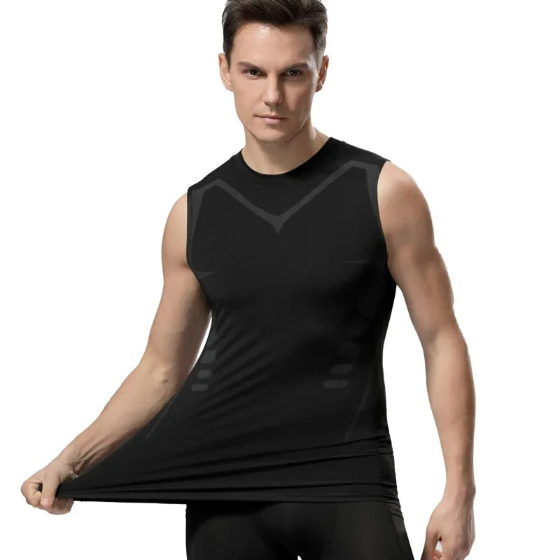 (image for) TENGOO Gym Sports Shirt Sleeveless Quick-dry High Elastic Printing Fashion Fitness Sportswear for Running Hiking Fashing Body Building Workout